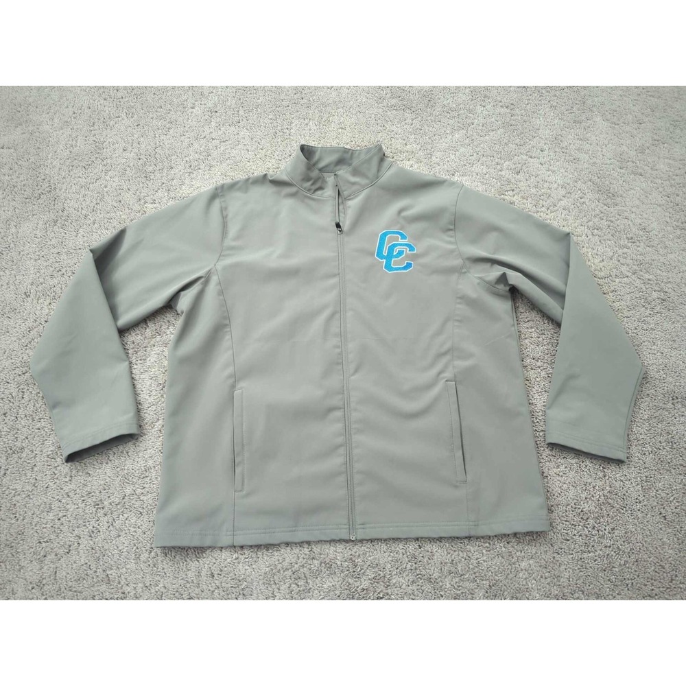 Team 365 Full Zip Jacket Mens 2XL‎ Gray Poly Logo Football Training Athletic